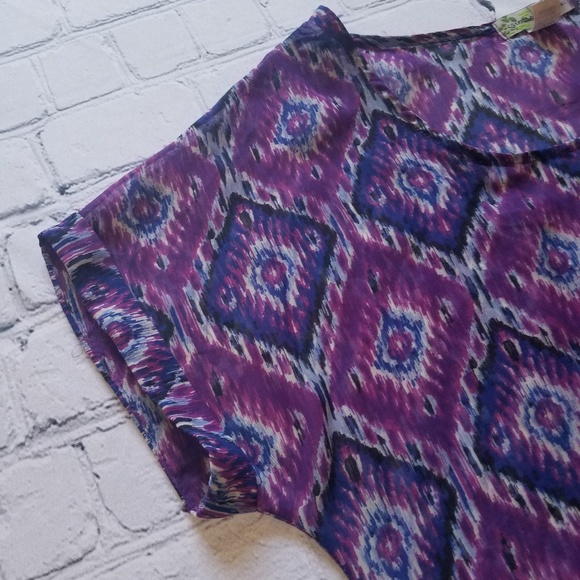 Crimson & Clover Sheer Purple Crop Top Sz Med - Picture 8 of 8